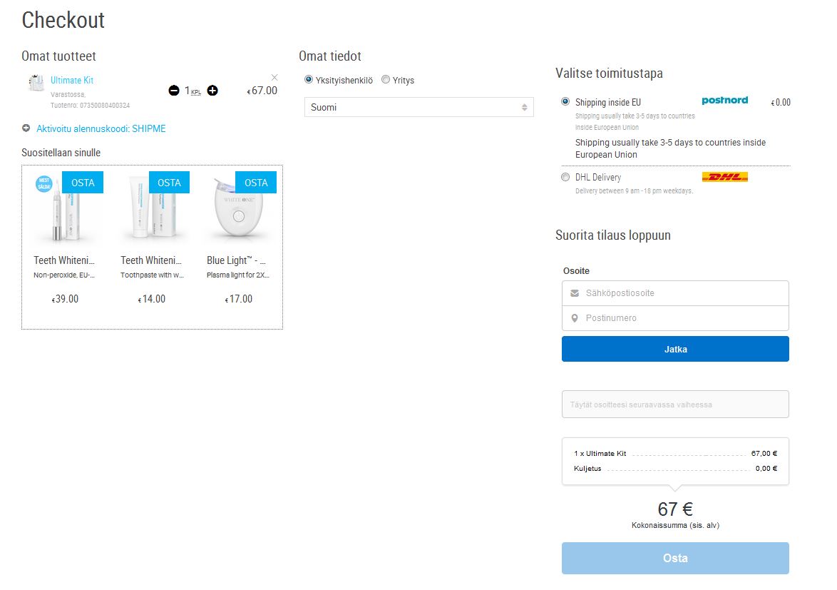 White One ilmainen toimitus